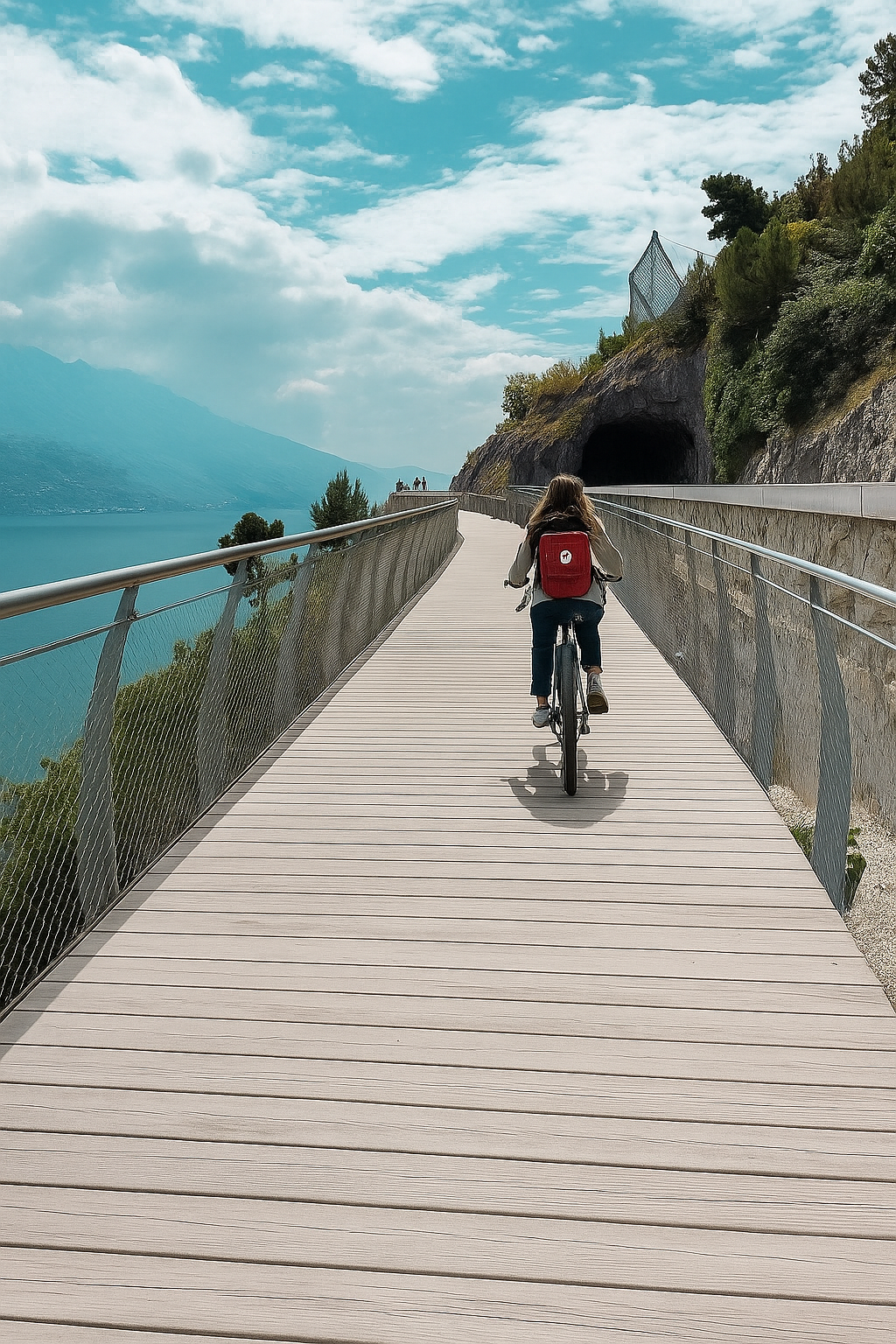 Cyclist in a tunnel