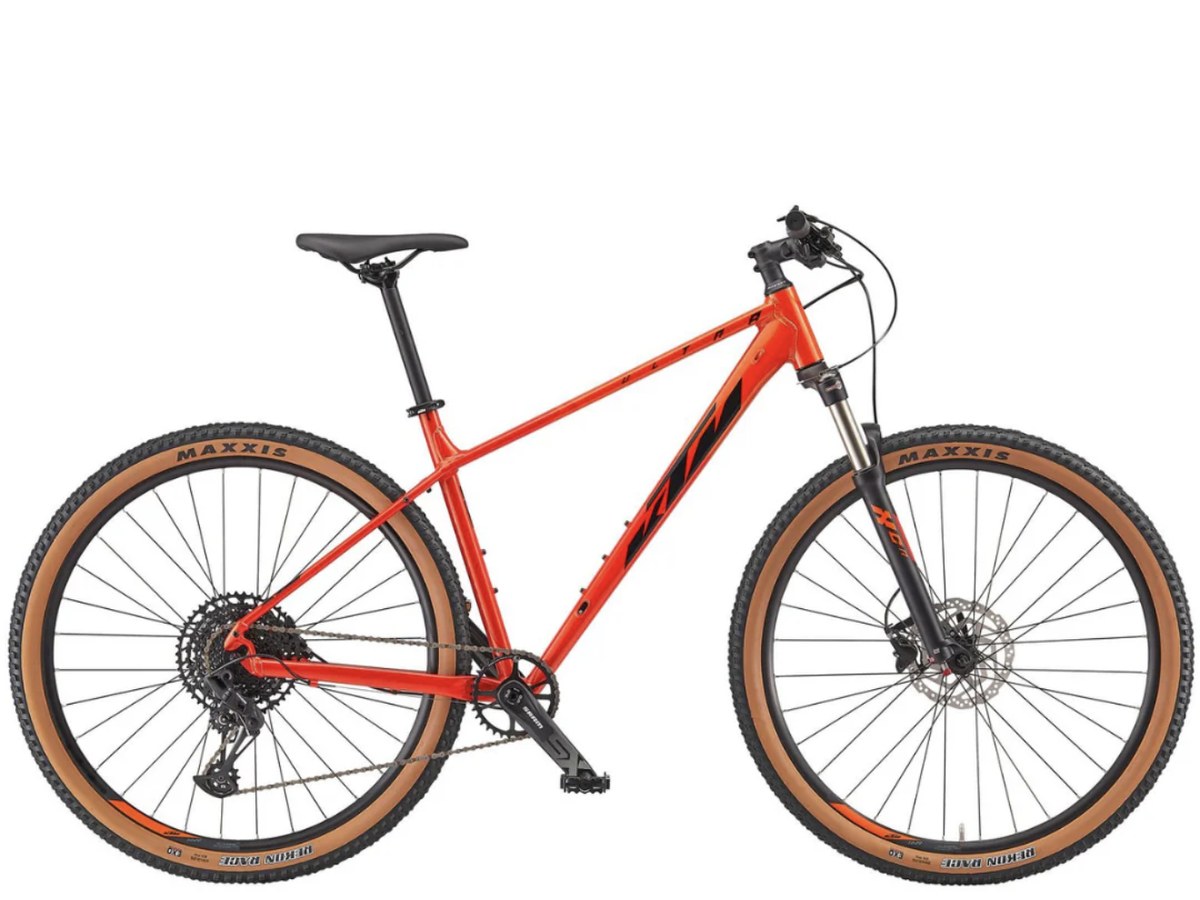 Red KTM hardtail mountain bike