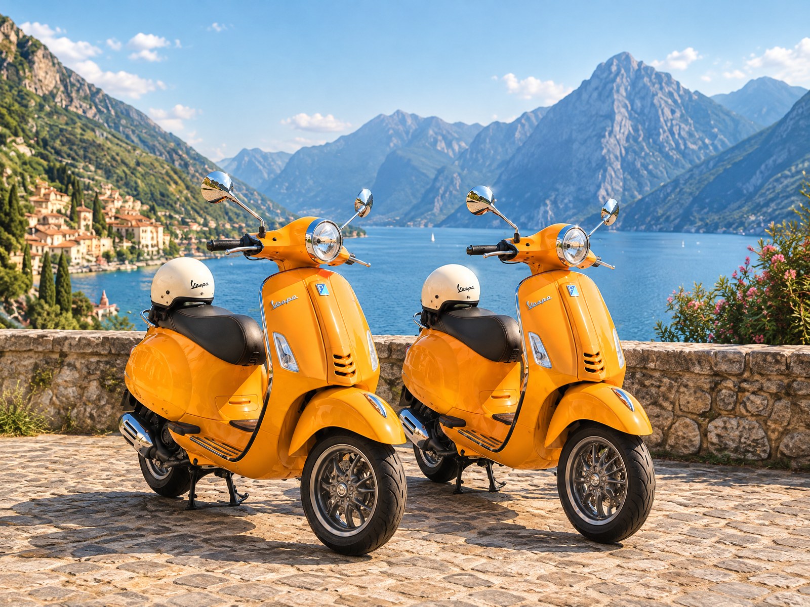 Orange Vespa Primavera 125 available for rental